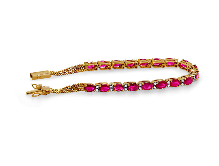 15cts Ruby and Diamond Tennis Bracelet - 18ct Yellow Gold