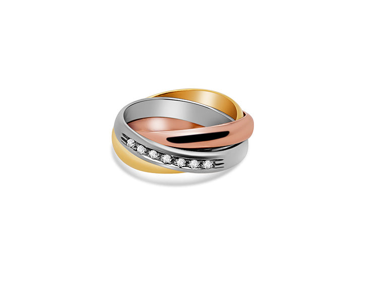 0.15ct Russian and Diamond Band (18ct White/Yellow/Rose Gold)