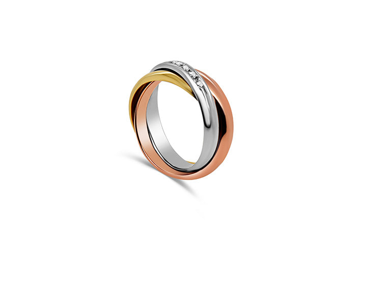 0.15ct Russian and Diamond Band (18ct White/Yellow/Rose Gold)