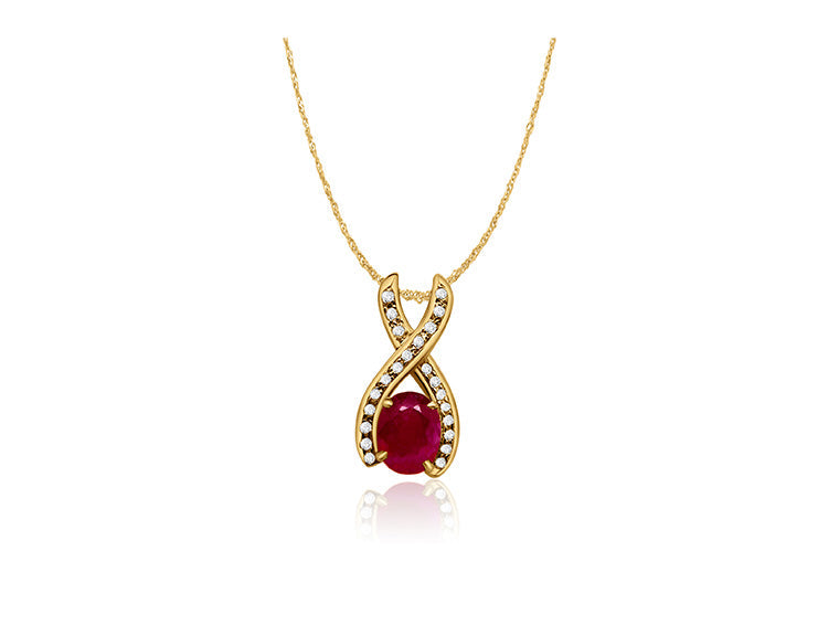2.3 cts Ruby and Diamond Pendant and chain (18ct Yellow Gold)