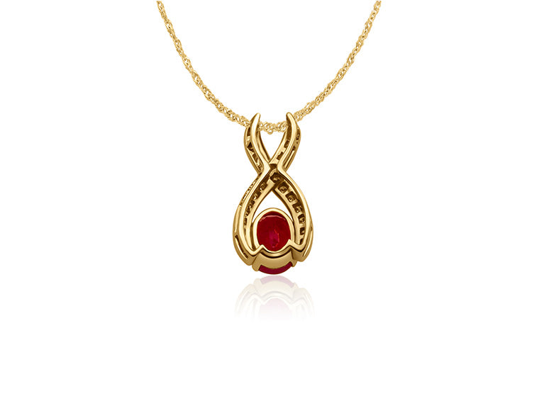 2.3 cts Ruby and Diamond Pendant and chain (18ct Yellow Gold)