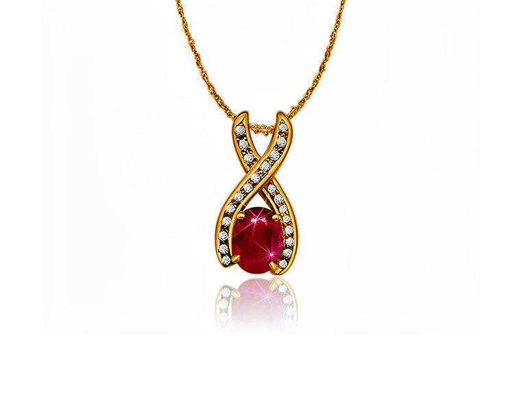 2.3ct Ruby & Diamond Pendant – 18ct Yellow Gold