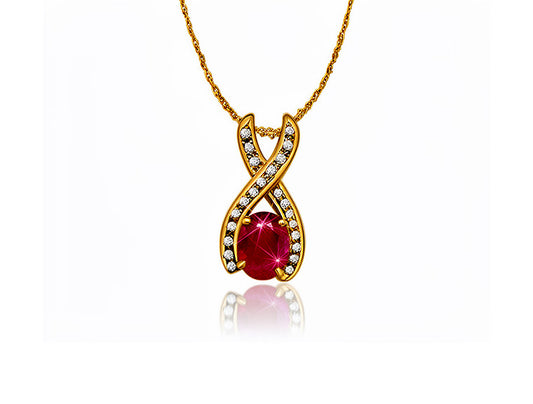 2.3ct Ruby & Diamond Pendant – 18ct Yellow Gold