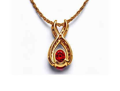 2.3ct Ruby & Diamond Pendant – 18ct Yellow Gold