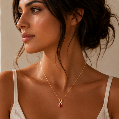 2.3ct Ruby & Diamond Pendant – 18ct Yellow Gold