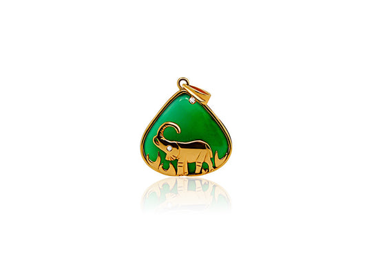 0.2cts Pendant Jade and Diamond (18ct Yellow Gold)
