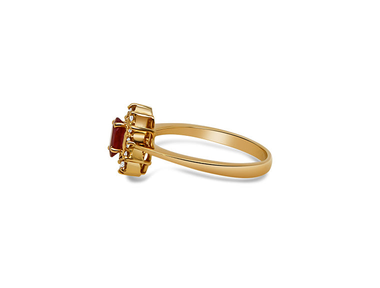 Ruby and Diamond Cluster Ring (18ct Yellow Gold)