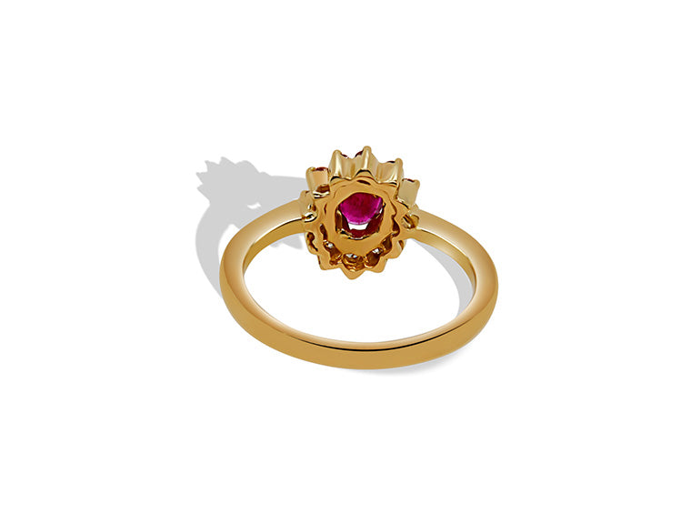 Ruby and Diamond Cluster Ring (18ct Yellow Gold)
