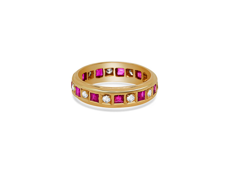 Diamond and Ruby Full Eternity - 18ct Yellow Gold