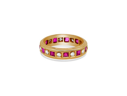 Diamond and Ruby Full Eternity - 18ct Yellow Gold