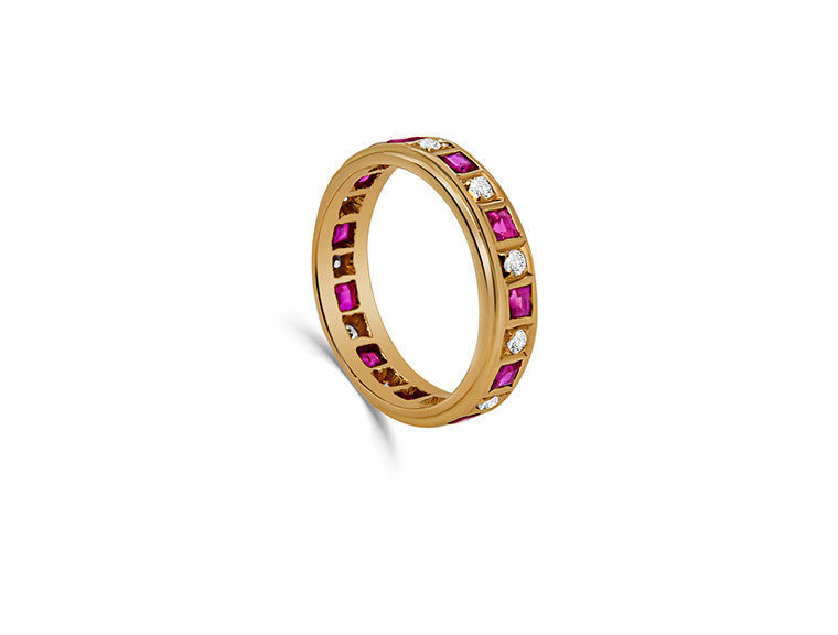 Diamond and Ruby Full Eternity - 18ct Yellow Gold