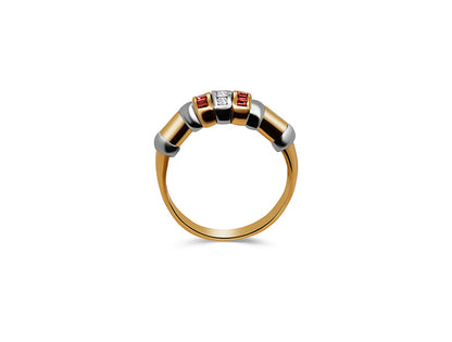 Diamond and Ruby Half Eternity Ring - 18ct Yellow Gold