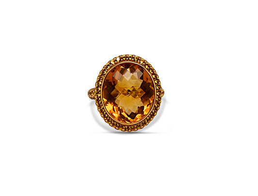 Theo Fennell Citrine and Diamonds Double Halo Ring - 18ct Yellow Gold
