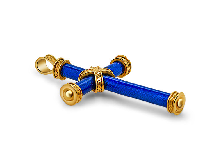 Theo Fennel Turquoise Enamelled Cross Pendant - 18ct Yellow Gold