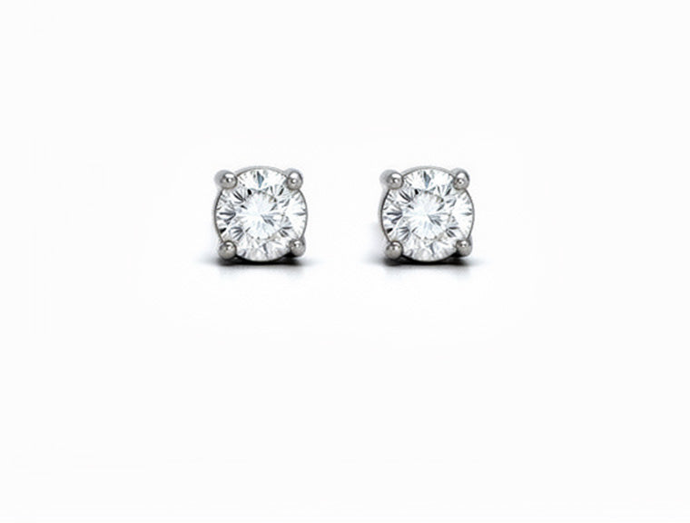 0.74cts Diamond Stud Earrings - 18ct White Gold