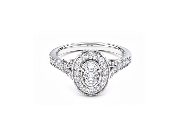0.60cts Diamond Halo Ring - 18ct White Gold