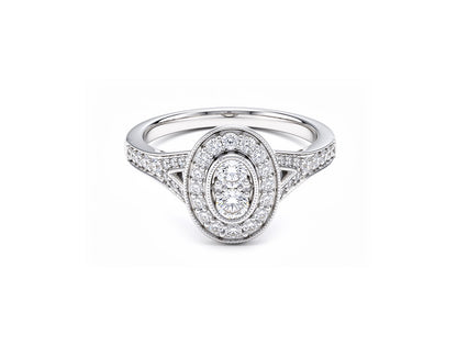 0.60cts Diamond Halo Ring - 18ct White Gold