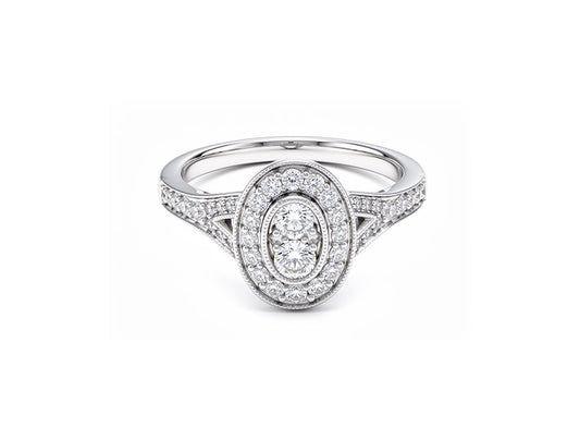 0.60cts Diamond Halo Ring - 18ct White Gold