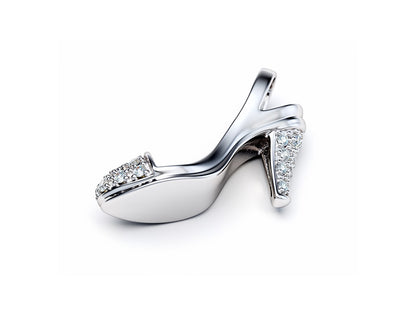 Shoe Diamond Pendant - 18ct White Gold