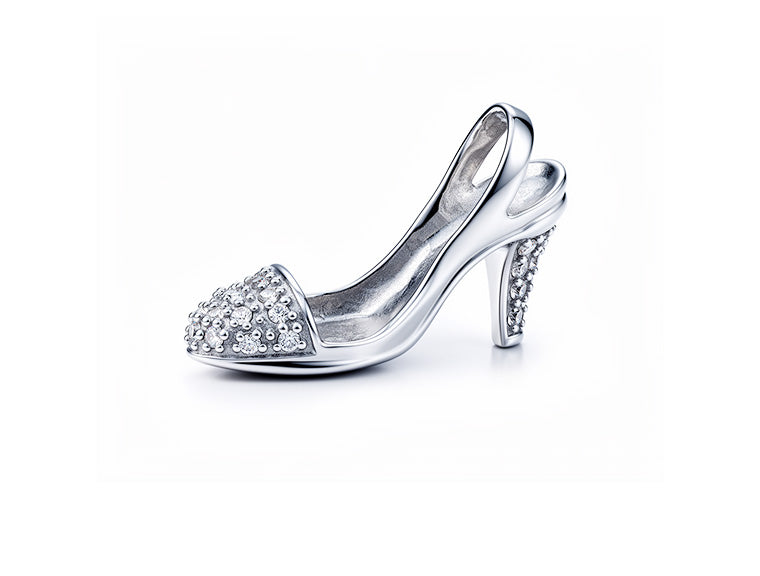 Shoe Diamond Pendant - 18ct White Gold