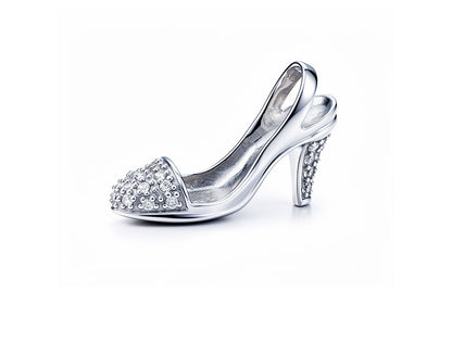 Shoe Diamond Pendant - 18ct White Gold