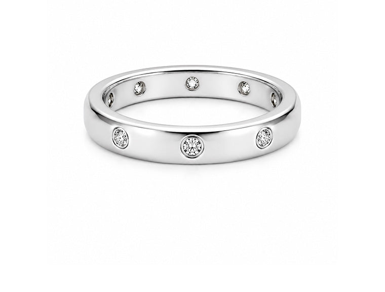 Ring Band 9 Stones Diamonds - Platinum