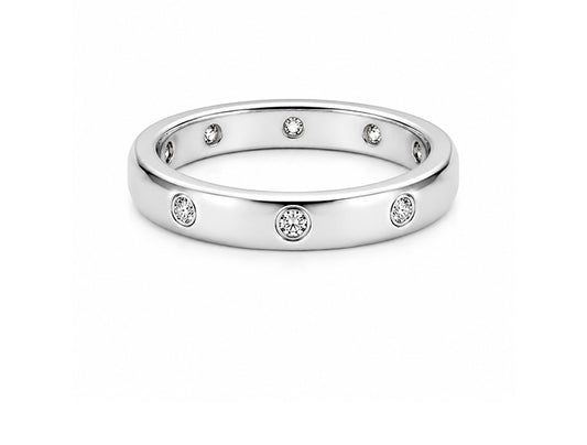 Ring Band 9 Stones Diamonds - Platinum