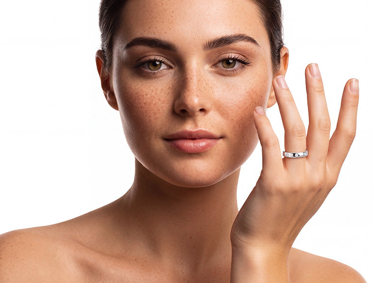 Ring Band 9 Stones Diamonds - Platinum