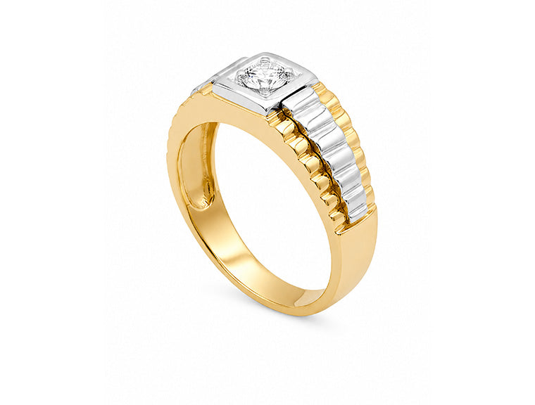 Gents President Style Ring – 14ct Yellow Gold (Rolex-Inspired)