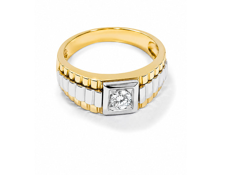 Gents President Style Ring – 14ct Yellow Gold (Rolex-Inspired)