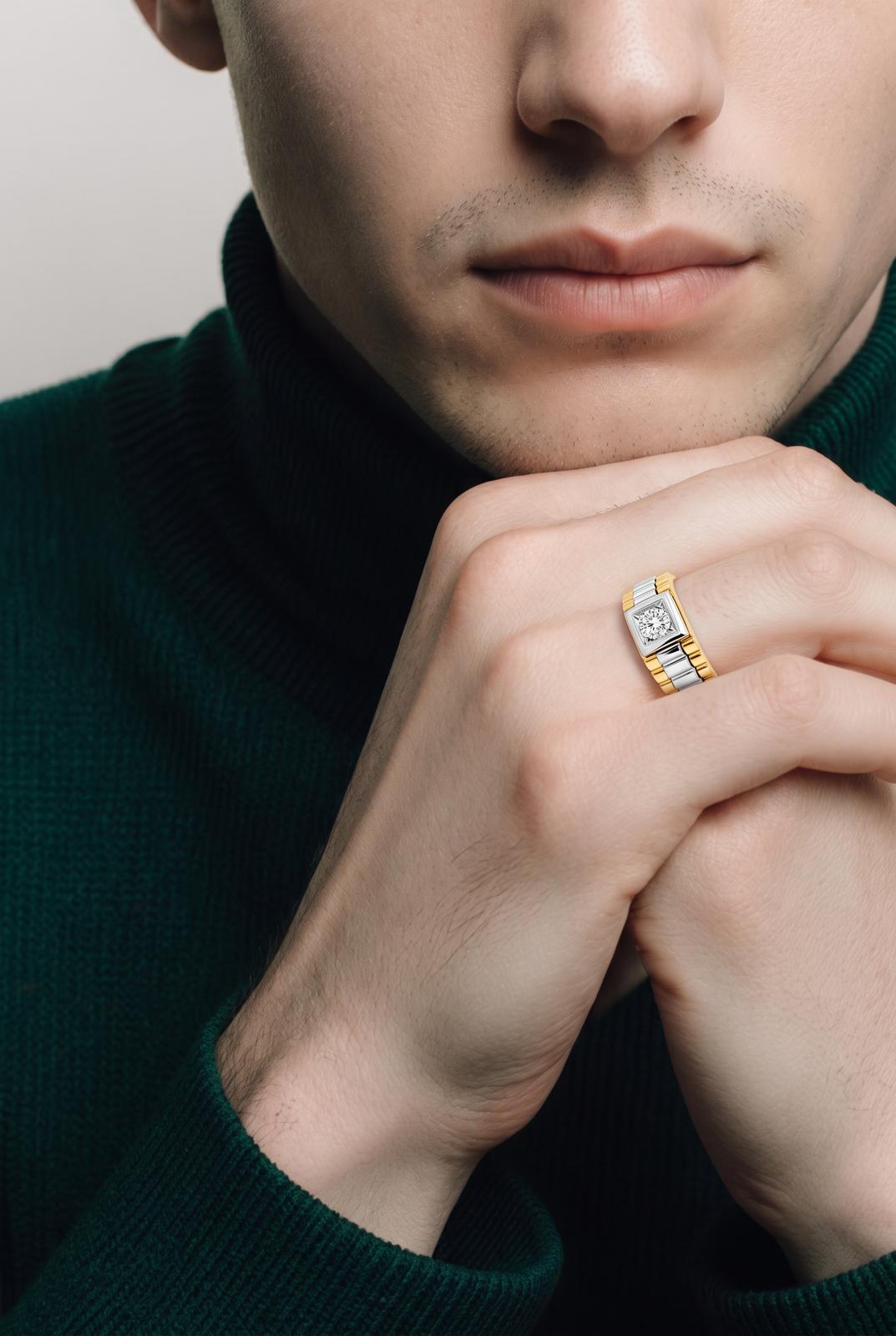 Gents President Style Ring – 14ct Yellow Gold (Rolex-Inspired)