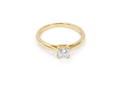 0.25ct Diamond Princess Solitaire Ring - 18ct Yellow Gold