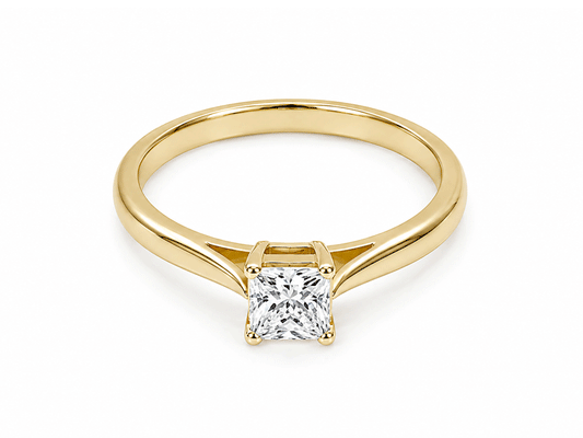0.25ct Princess Cut Solitaire Diamond Ring – 18ct Yellow Gold