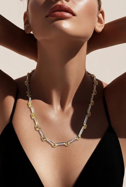 1ct Diamond Necklace - 18ct White and Yellow Gold