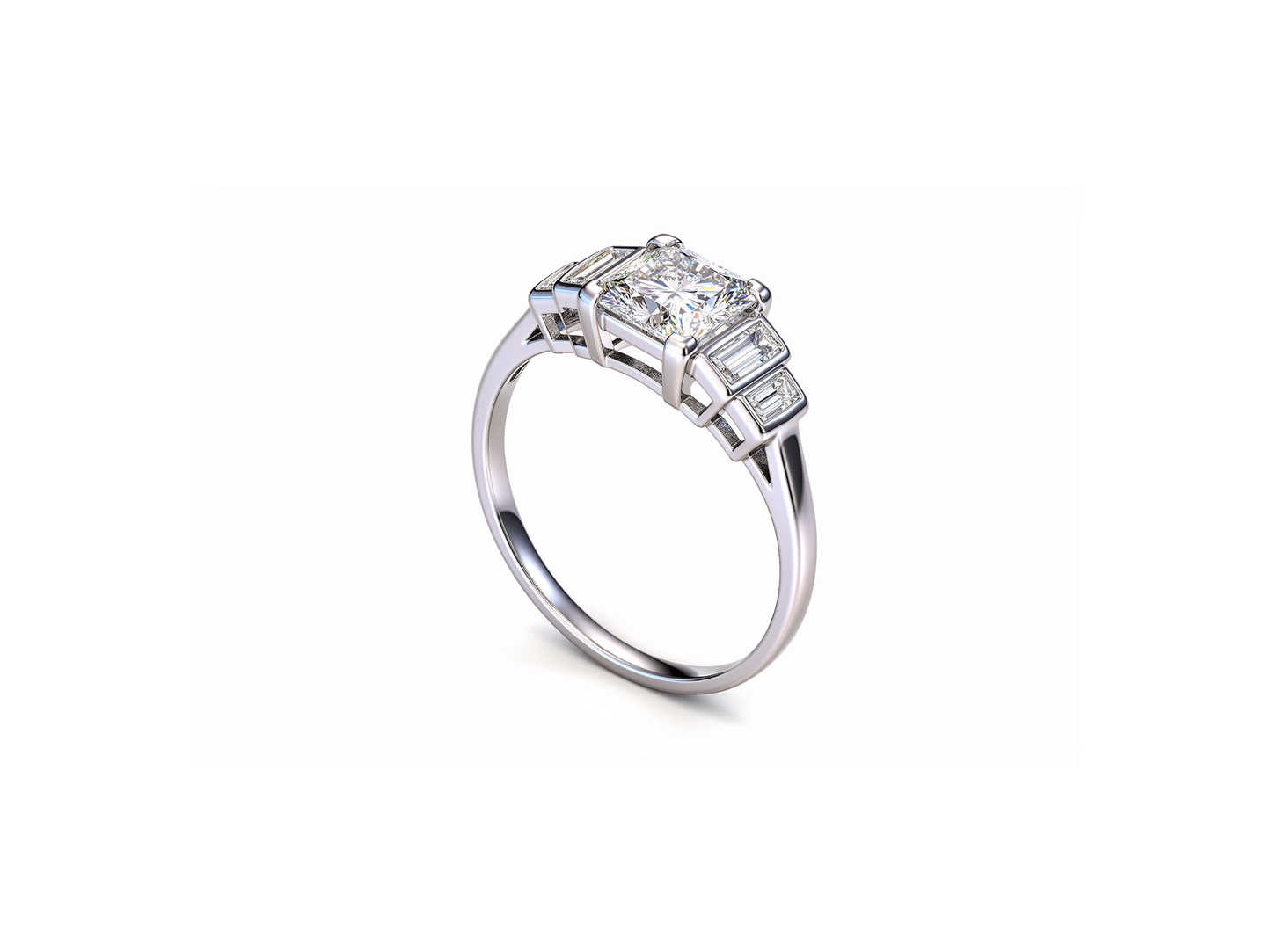 2.56cts Diamond Baguette Ring - 18ct White Gold