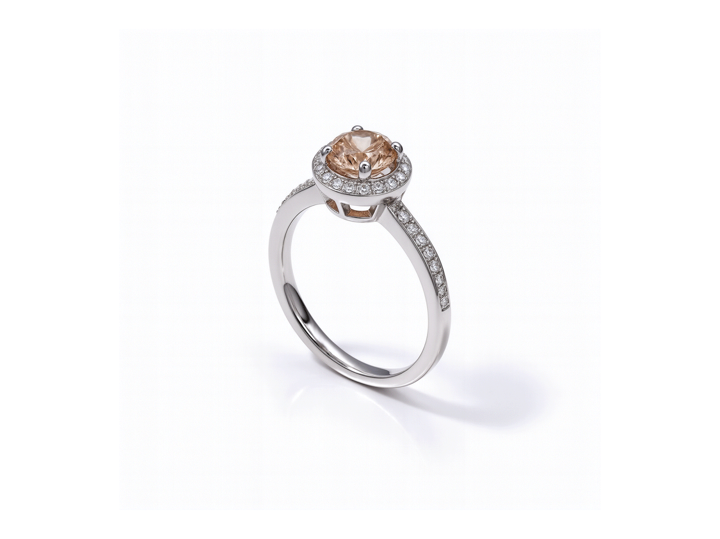 Halo Pink Diamond Ring - 18ct White Gold
