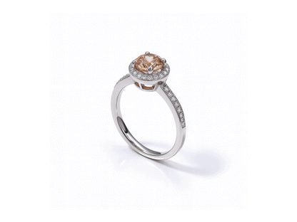 Halo Pink Diamond Ring - 18ct White Gold