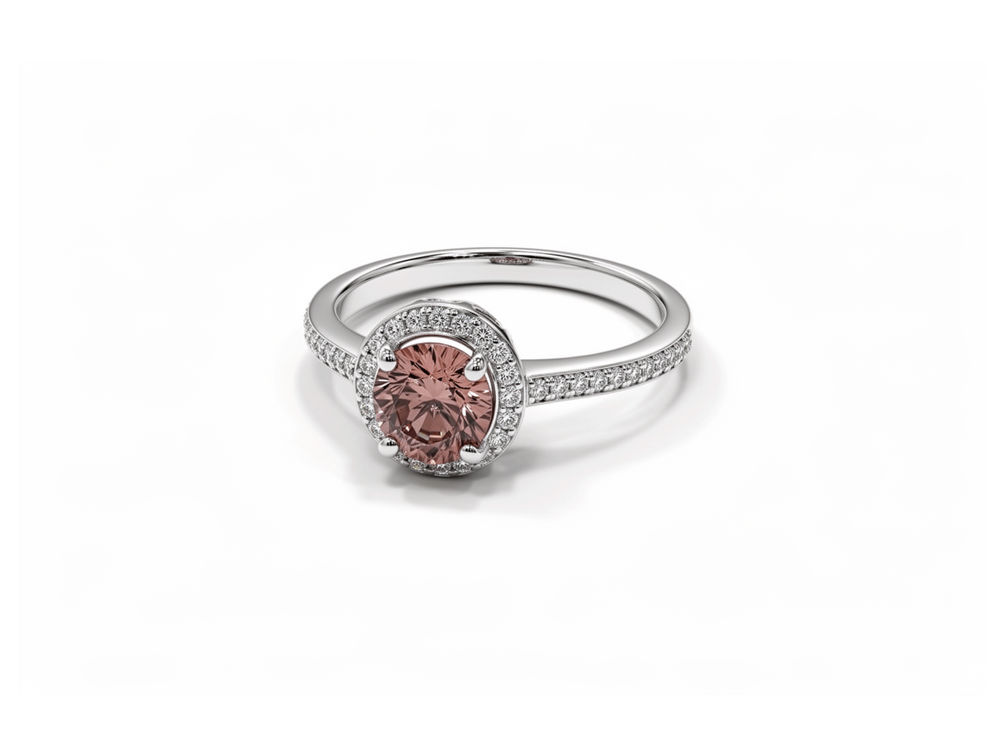 Halo Pink Diamond Ring - 18ct White Gold