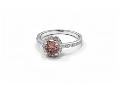 Halo Pink Diamond Ring - 18ct White Gold