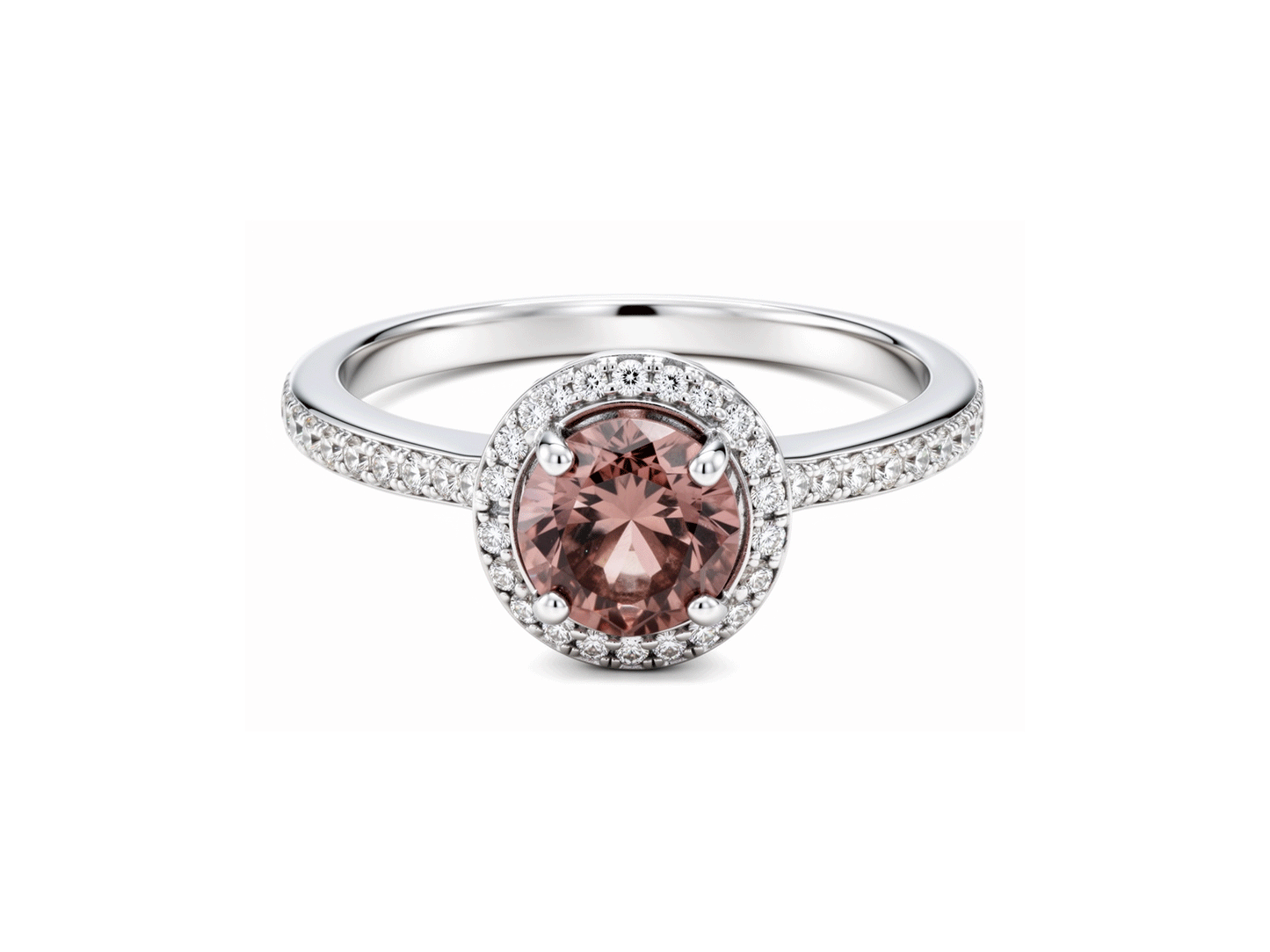Halo Pink Diamond Ring - 18ct White Gold