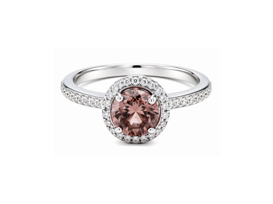Halo Pink Diamond Ring - 18ct White Gold