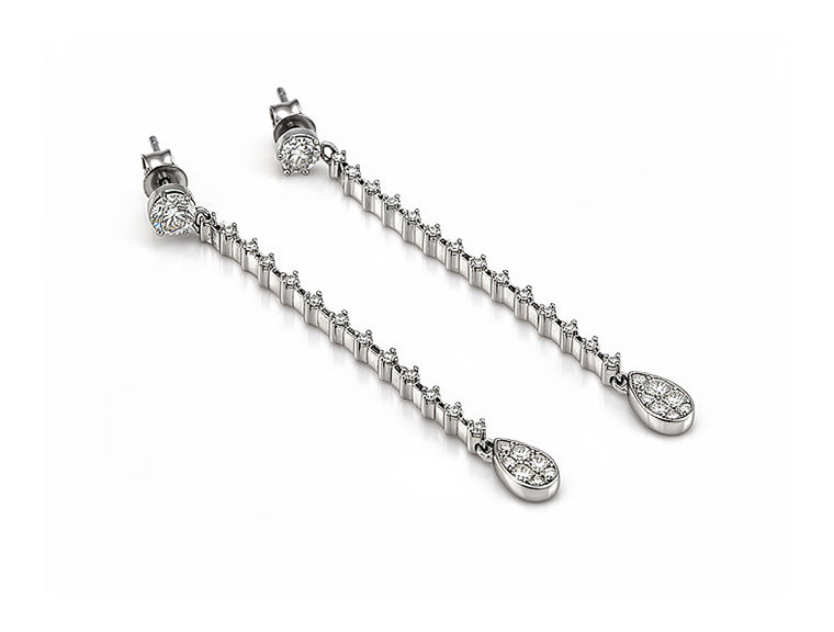 Earring Diamond Drop - 18ct White Gold