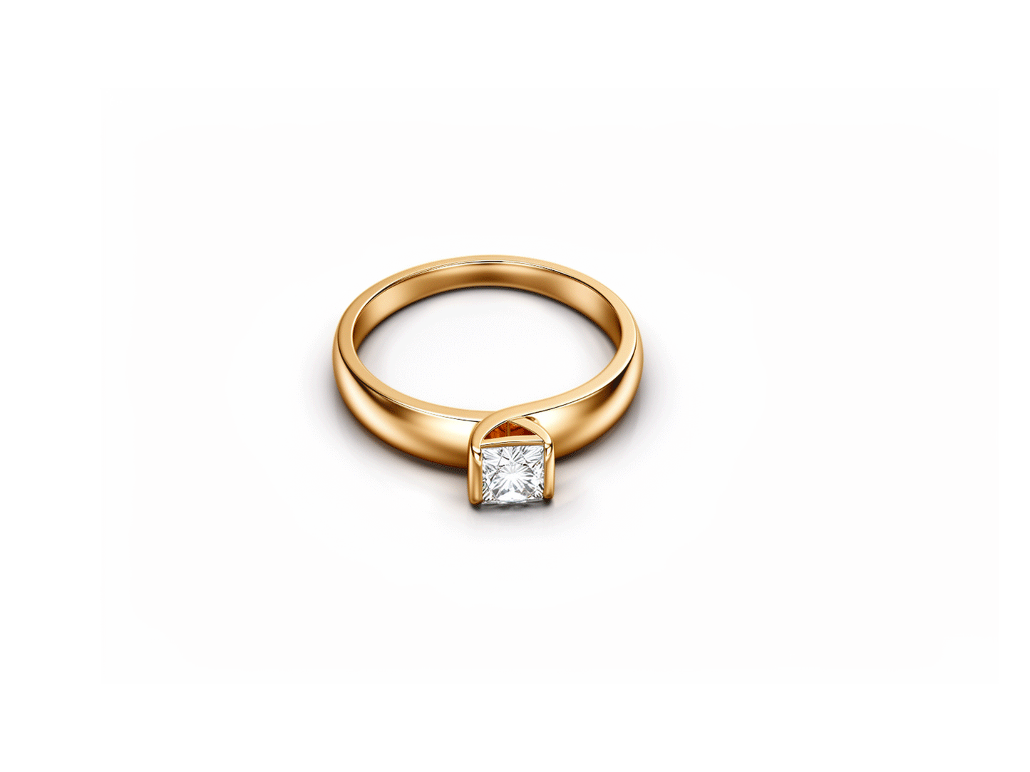 0.77ct Solitaire Diamond Princess Cut Ring - 18ct Yellow Gold - GIA Certificate