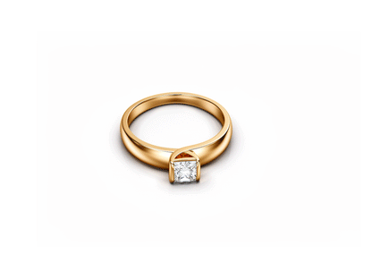 0.77ct Solitaire Diamond Princess Cut Ring - 18ct Yellow Gold - GIA Certificate