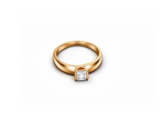 0.77ct Solitaire Diamond Princess Cut Ring - 18ct Yellow Gold - GIA Certificate