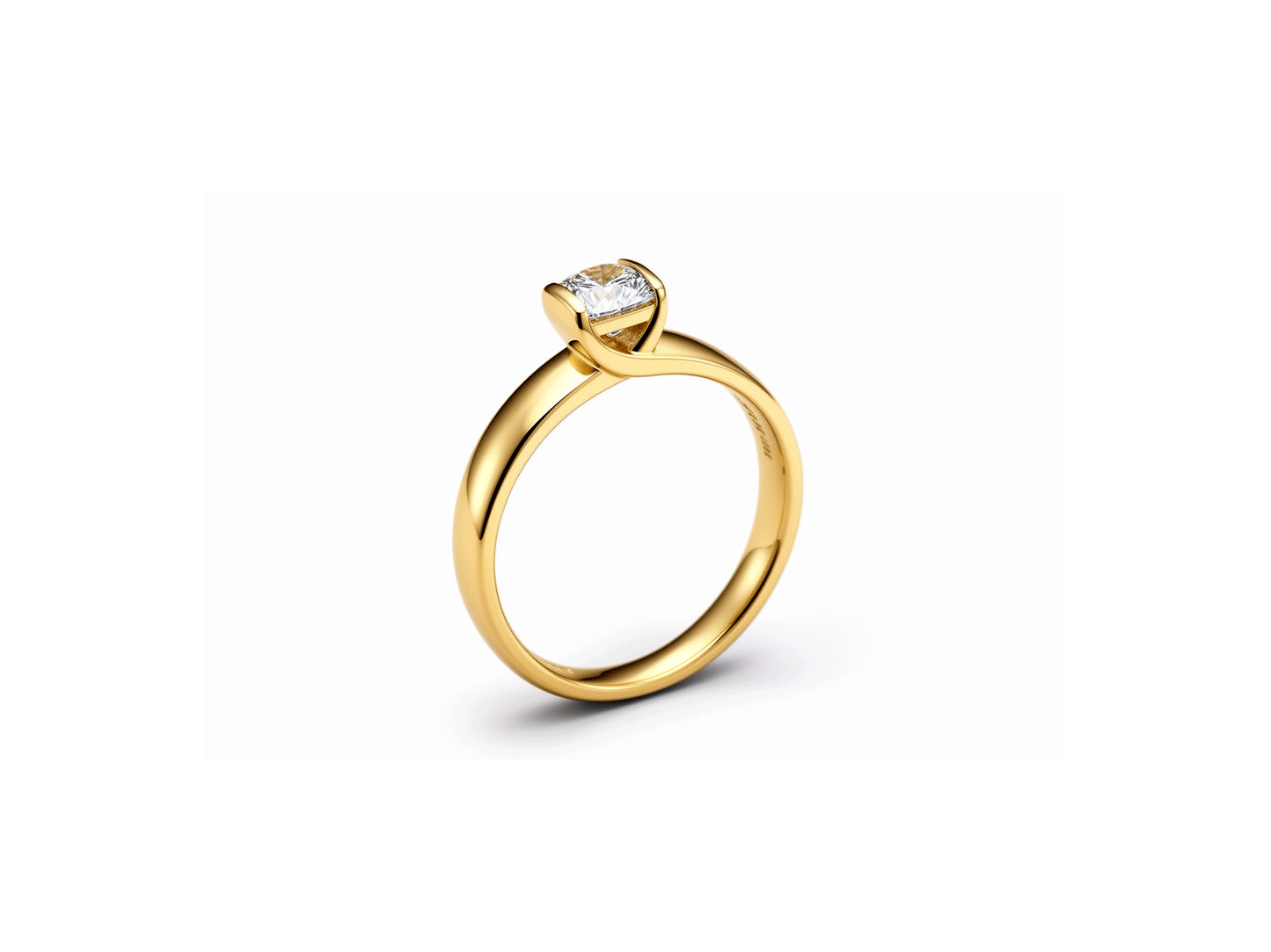 0.77ct Solitaire Diamond Princess Cut Ring - 18ct Yellow Gold - GIA Certificate