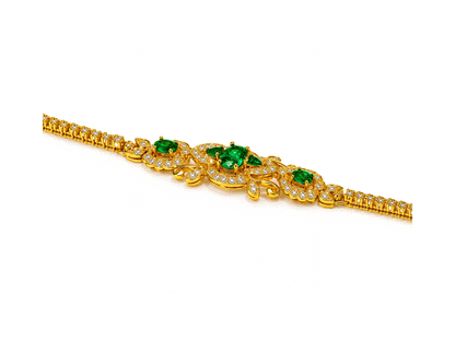 Emerald and Diamond Bracelet - 18ct Yellow Gold