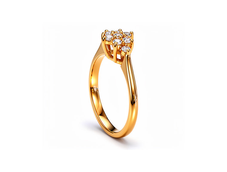 0.20ct Natural Diamond Cluster Ring - 18ct Yellow Gold