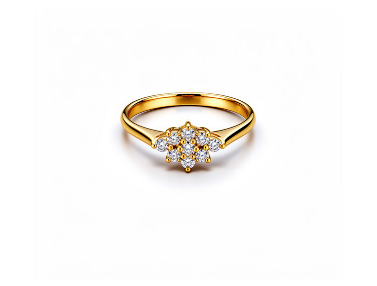 0.20ct Natural Diamond Cluster Ring - 18ct Yellow Gold