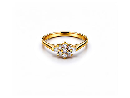 0.20ct Natural Diamond Cluster Ring - 18ct Yellow Gold